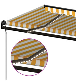 Auvent automatique capteur de vent/LED 450x300cm Jaune et blanc