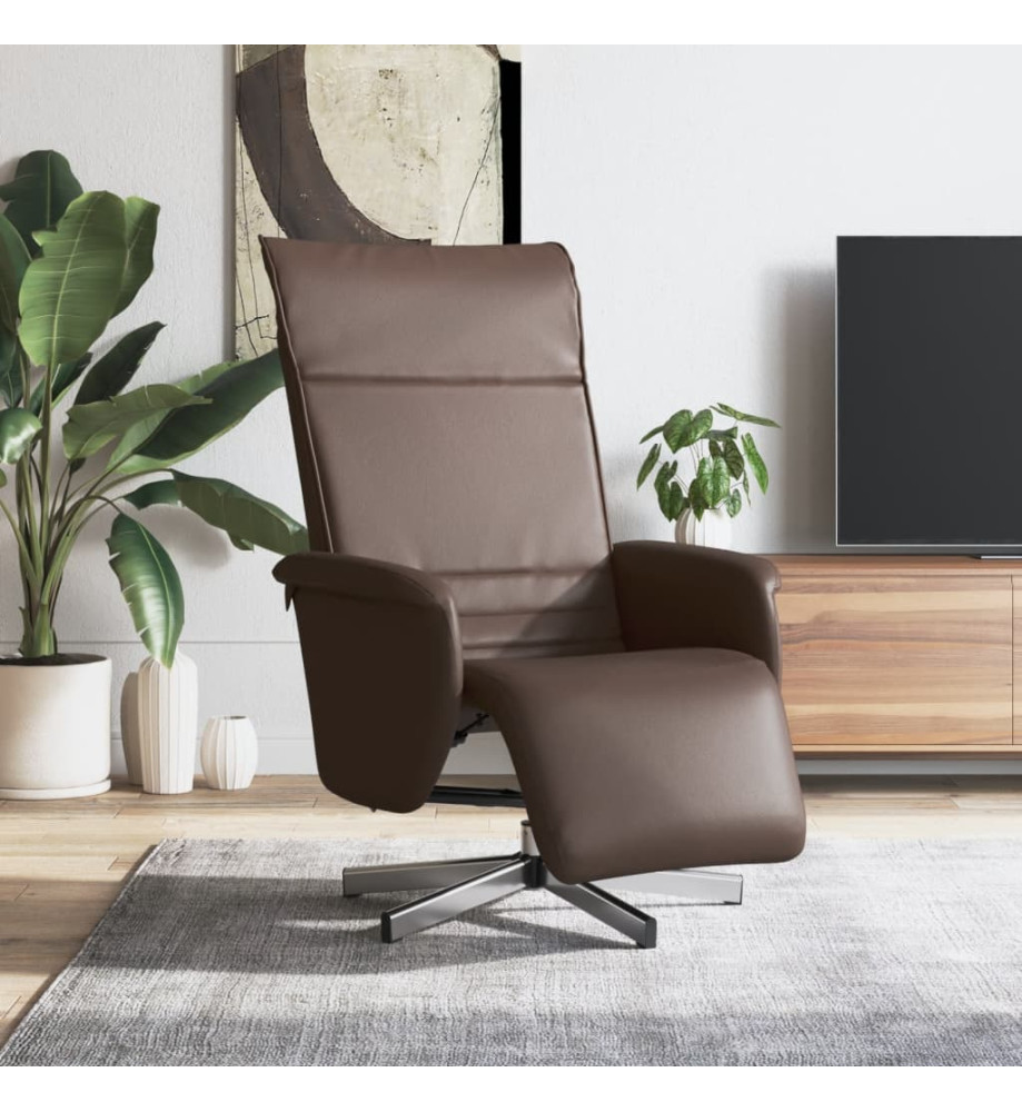 Fauteuil inclinable avec repose-pieds marron similicuir