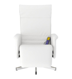 Fauteuil inclinable de massage repose-pieds blanc similicuir