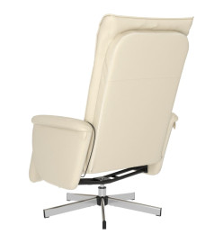 Fauteuil inclinable de massage et repose-pieds crème similicuir