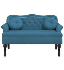 Banc avec coussins bleu 120,5x65x75 cm velours