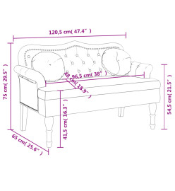 Banc avec coussins rose 120,5x65x75 cm velours