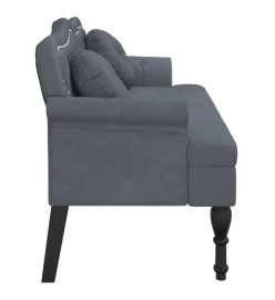 Banc avec coussins gris foncé 120,5x65x75 cm velours