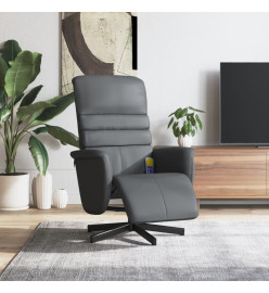 Fauteuil inclinable de massage repose-pieds gris similicuir