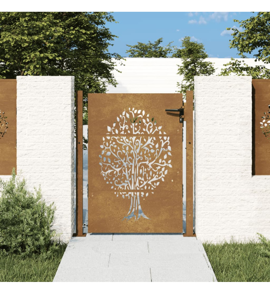 Portail de jardin 105x130 cm acier corten conception de l'arbre