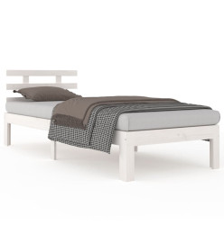 Cadre de lit Blanc Bois massif 75x190 cm Petit simple