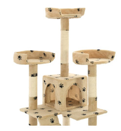 Arbre à chat et griffoirs en sisal 170 cm Beige Motif de pattes