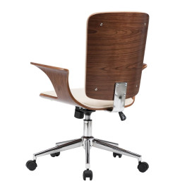 Chaise pivotante de bureau Crème Similicuir et bois courbé