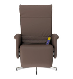 Fauteuil inclinable de massage repose-pieds marron similicuir