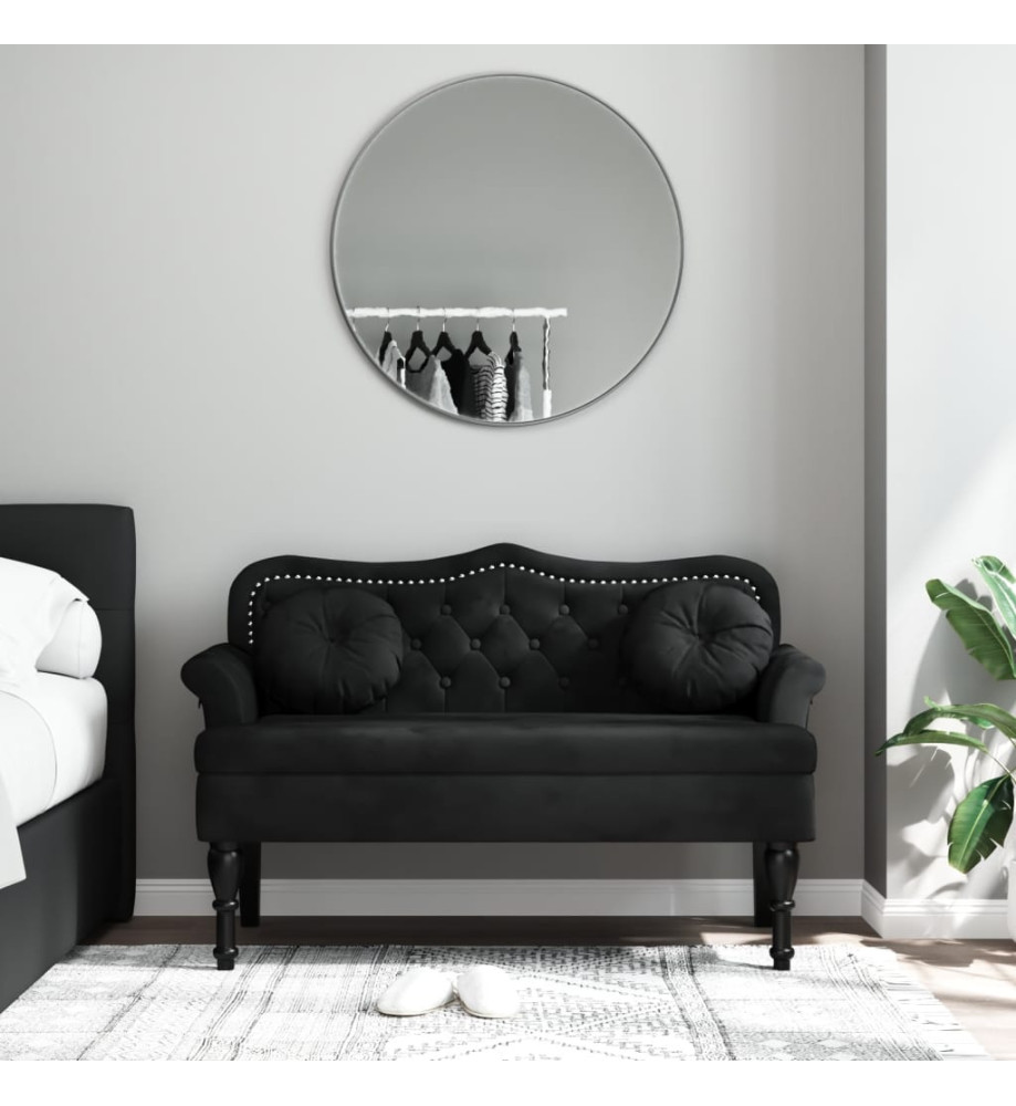 Banc avec coussins noir 120,5x65x75 cm velours