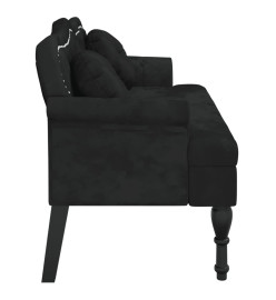 Banc avec coussins noir 120,5x65x75 cm velours