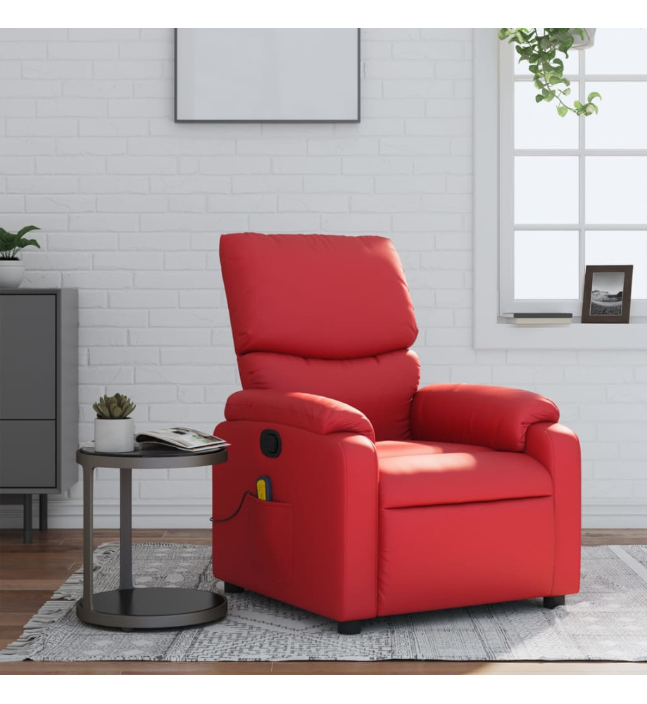 Fauteuil de massage inclinable rouge similicuir