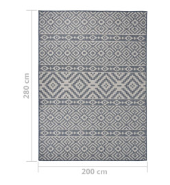 Tapis à tissage plat d'extérieur 200x280 cm Rayures bleues