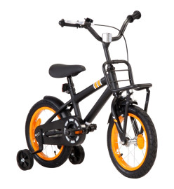 Vélo d'enfant avec porte-bagages avant 14 pouces Noir et orange