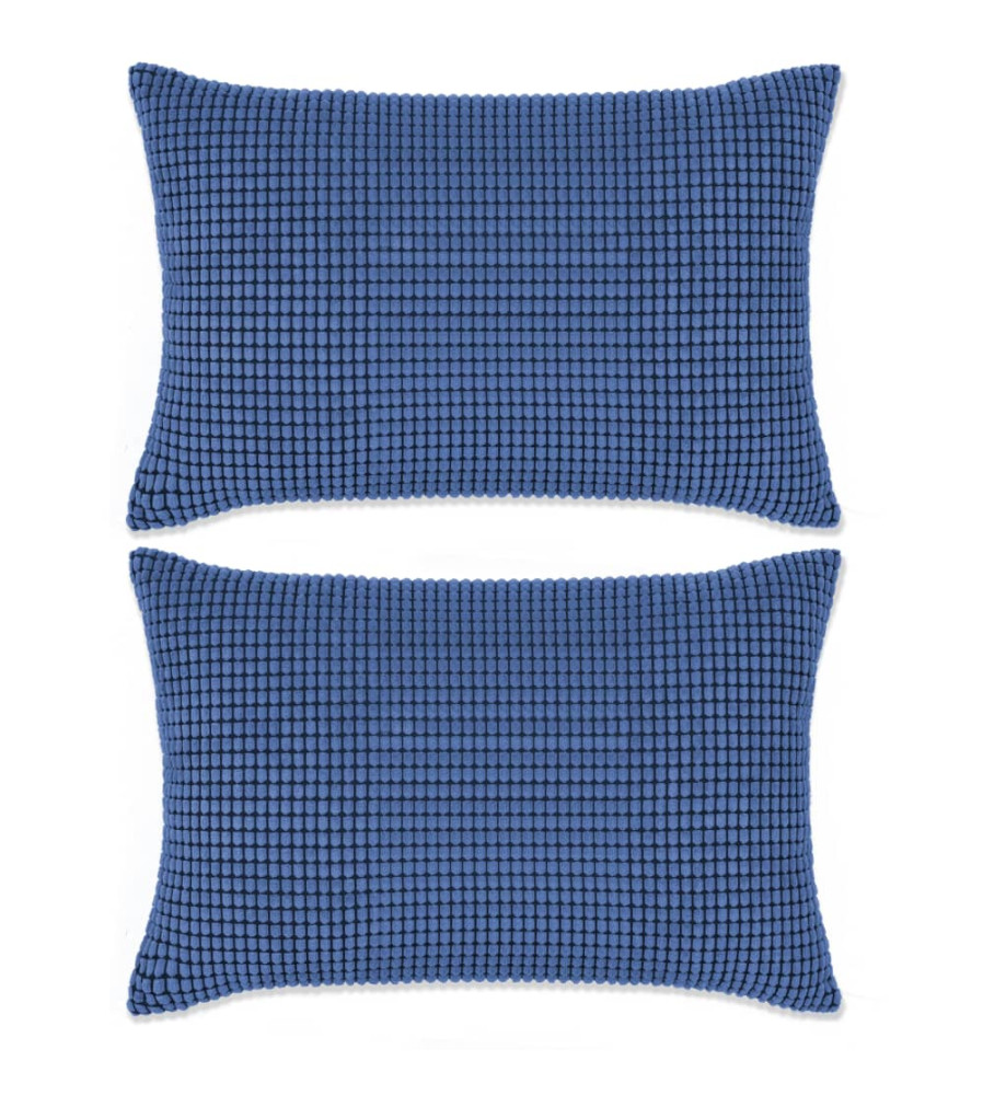 Jeu de coussin 2 pcs Velours 40 x 60 cm Bleu