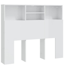Armoire de tête de lit Blanc brillant 120x19x103,5 cm