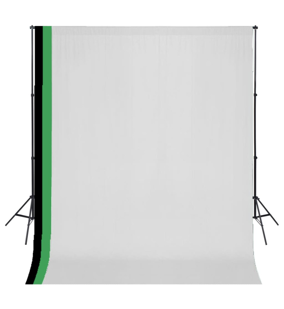 Kit de studio photo et 3 toiles de fond réglables Coton 3x3 m