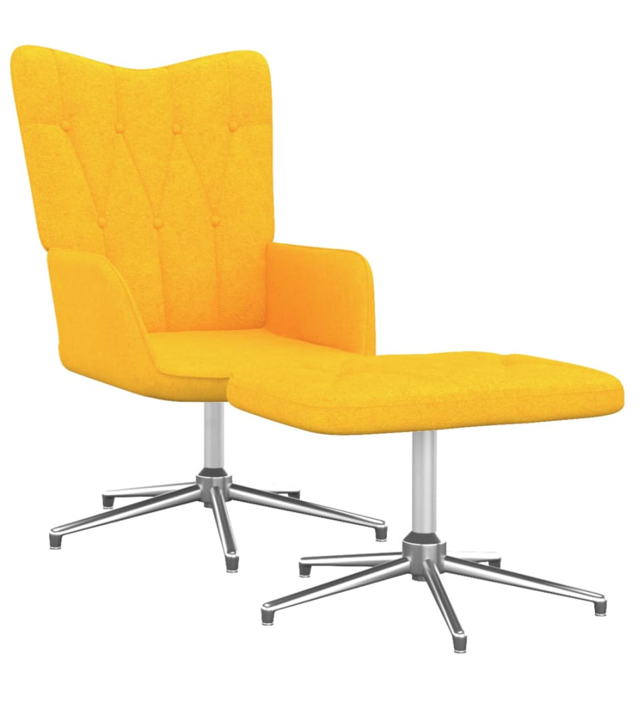 Chaise de relaxation avec tabouret Jaune moutarde Tissu