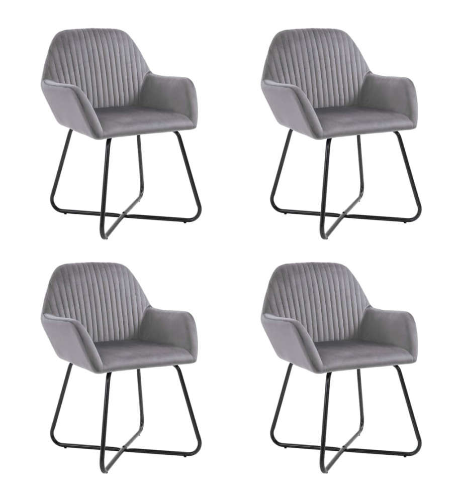 Chaises à manger lot de 4 gris velours