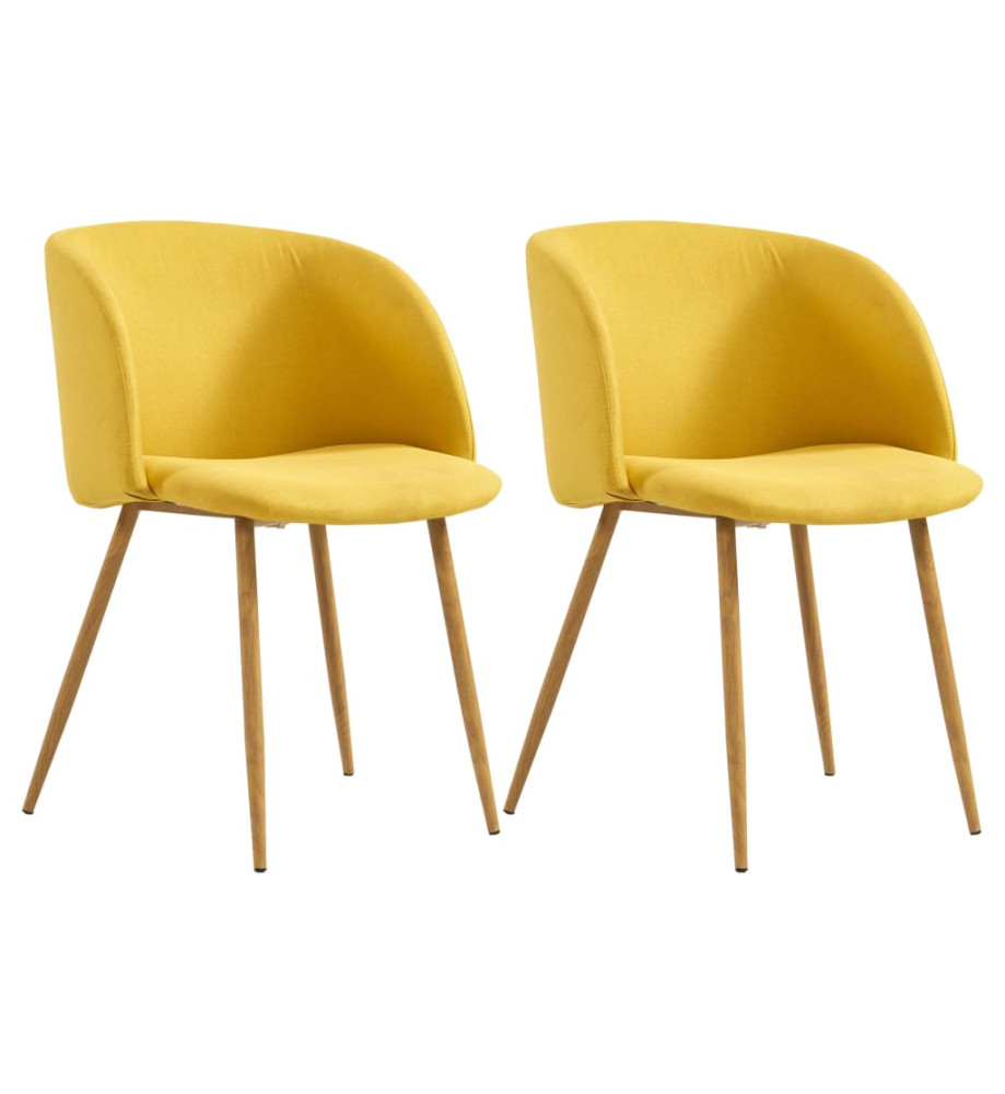 Chaises à manger lot de 2 jaune tissu