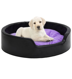 Lit pour chiens Noir et violet 69x59x19cm Peluche et similicuir