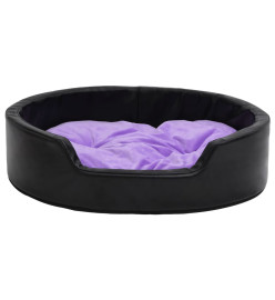 Lit pour chiens Noir et violet 69x59x19cm Peluche et similicuir