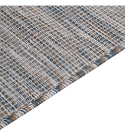 Tapis à tissage plat d'extérieur 80x250 cm Marron et bleu