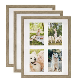 Cadres photo 3D 3pcs Bois foncé 28x35cm pour photos 4x(10x15cm)