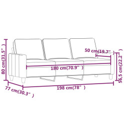 Canapé à 3 places Marron 180 cm Velours