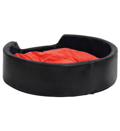 Lit pour chiens Noir et rouge 79x70x19 cm Peluche et similicuir