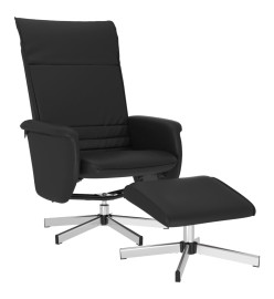 Fauteuil inclinable avec repose-pied noir similicuir