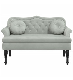 Banc avec coussins gris clair 120,5x65x75 cm velours