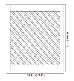 Portes d'armoires en treillis 2 pcs 59,5x69 cm pin massif