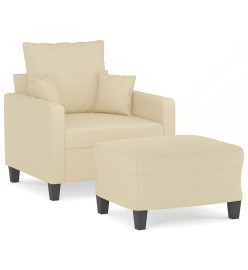 Fauteuil avec repose-pied Crème 60 cm Tissu