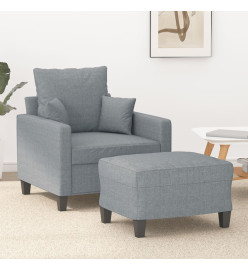 Fauteuil avec repose-pied Gris clair 60 cm Tissu