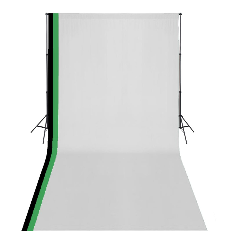 Kit de studio photo et 3 toiles de fond réglables Coton 3x6 m