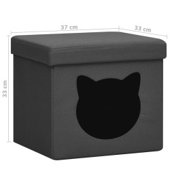 Tabouret de rangement pliable et motif de chat Gris foncé Tissu