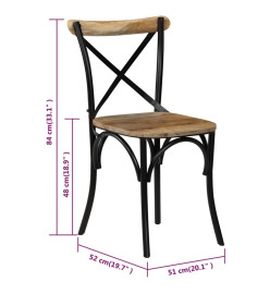 Chaises à dossier croisé lot de 6 noir bois de manguier massif