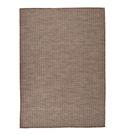 Tapis à tissage plat d'extérieur 140x200 cm Marron