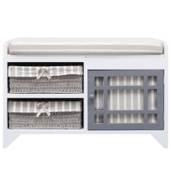 Banc d'entrée Blanc 70 x 33,5 x 45 cm Bois de Paulownia