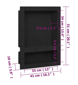 Niche de douche avec 2 compartiments Noir mat 41x51x10 cm