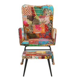 Chaise à bascule avec repose-pied Multicolore Toile patchwork