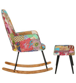 Chaise à bascule avec repose-pied Multicolore Toile patchwork