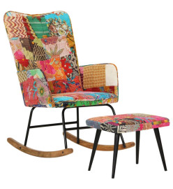 Chaise à bascule avec repose-pied Multicolore Toile patchwork