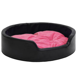 Lit pour chiens Noir et rose 69x59x19 cm Peluche et similicuir