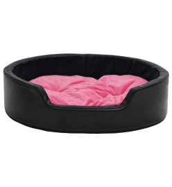 Lit pour chiens Noir et rose 69x59x19 cm Peluche et similicuir