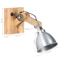 Lampe murale E27 Argenté Bois de manguier massif et fer