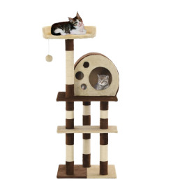 Arbre à chat avec griffoirs en sisal 127 cm Beige et marron