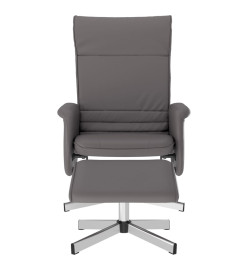 Fauteuil inclinable avec repose-pied gris similicuir