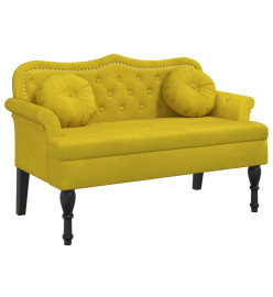 Banc avec coussins jaune 120,5x65x75 cm velours